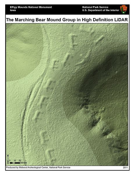 Figure 1. Marching Bear Effigy Mounds Lidar Imagery (Wikimedia Commons)